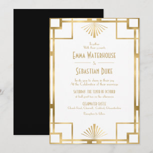 Customed  Great Gatsby Art Deco Wedding  Invitation