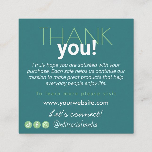 Customer Appreciation Business Card (Front)