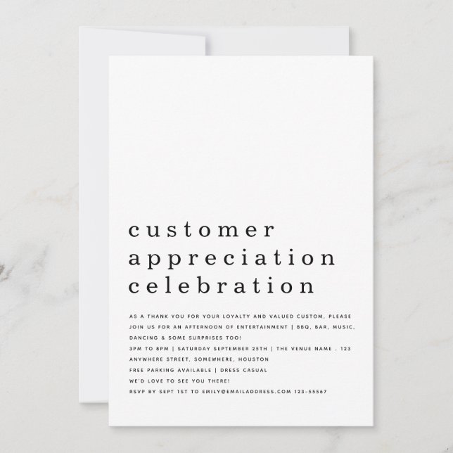Customer Appreciation Celebration Business Logo Invitation (Front)