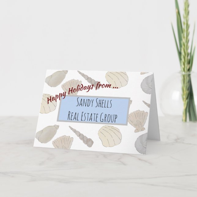 Customer Appreciation Coastal Sea Shells Holiday Card (Front)