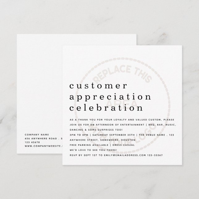 Customer Appreciation Day Business Tinted Logo Invitation (Front/Back)