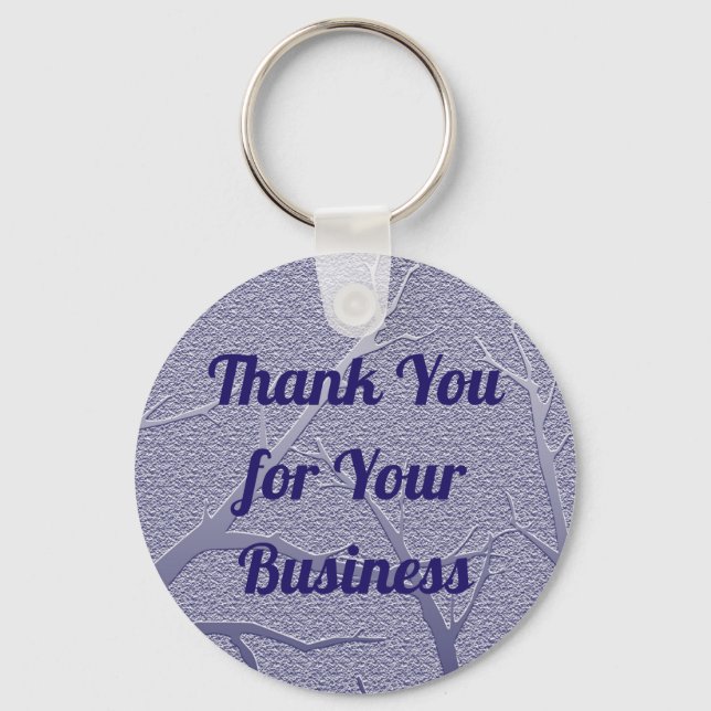 Customer Appreciation Elegant Blue Thank You Keychain (Front)