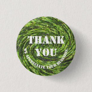 Customer Appreciation Green Swirl Thank You 1 Inch Round Button
