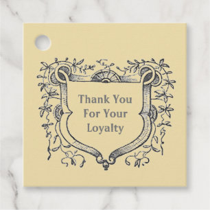 Customer Appreciation Ornate Grey Shield Thank You Favour Tags