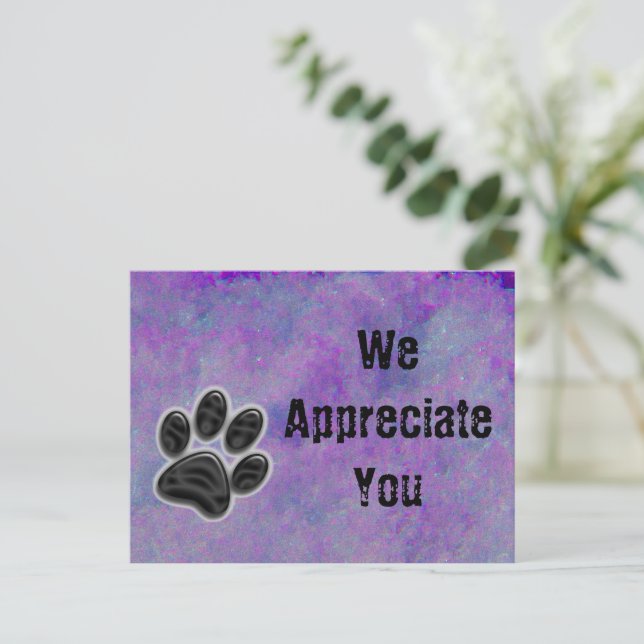 Customer Appreciation Paw Print Pet Dog Business Postcard (Standing Front)