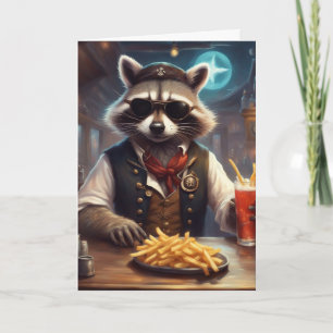 Customer appreciation Raccoon Biker bar patron Card