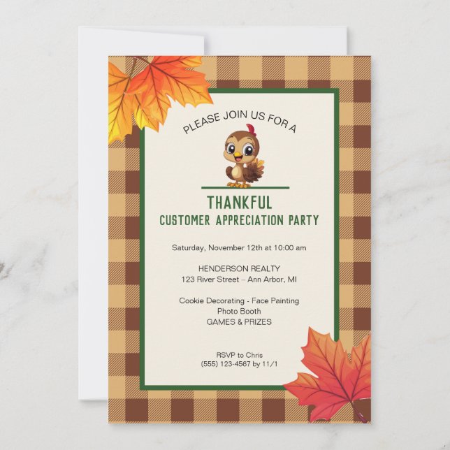 Customer Appreciation Thanksgiving Holiday Party Invitation (Back)