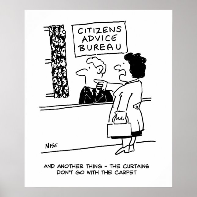 Customer at Citizens Advice Bureau Gives Advice Poster (Front)