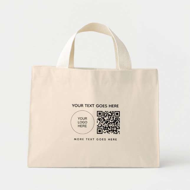 Customer Business Company Logo QR Code Barcode Mini Tote Bag (Front)