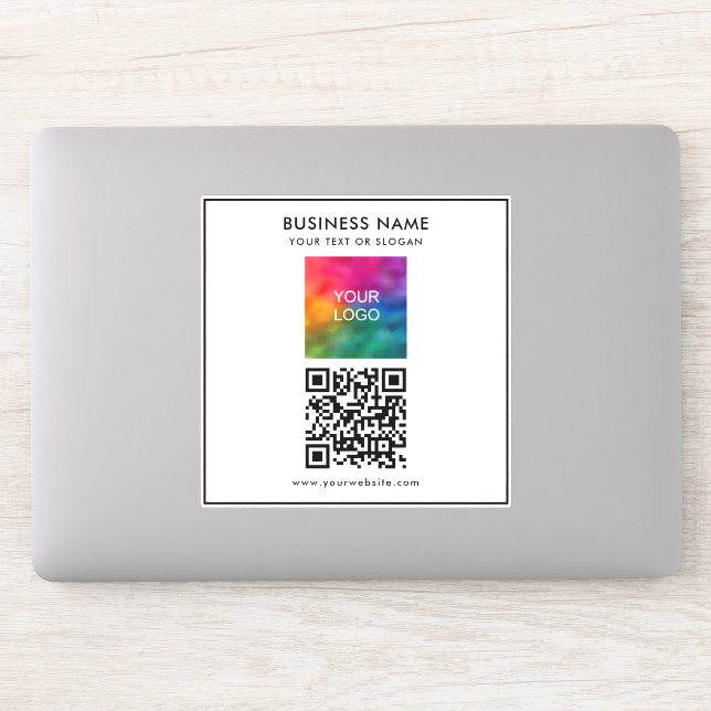 Customer Business Logo Add Text QR Code White (Computer)