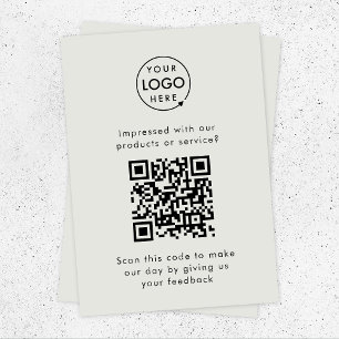 Customer Feedback QR Code Business Rating Grey Enclosure Card