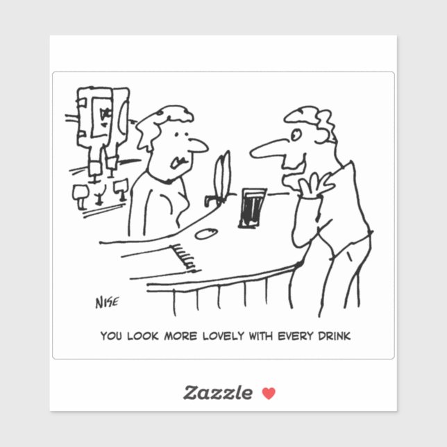 Customer Flatters Pub Barmaid Cartoon. (Sheet)