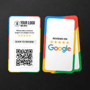 Customer Google Reviews QR Code Business Review Card
