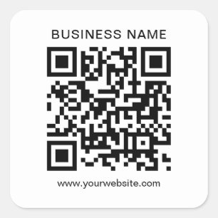 Customer Minimalistic Business QR Code Black White Square Sticker