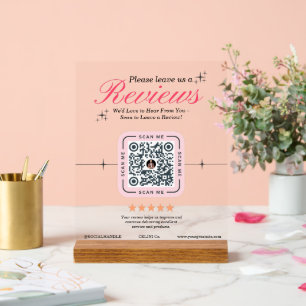 Customer Review Custom - Pink Feminine QR Code  Acrylic Sign