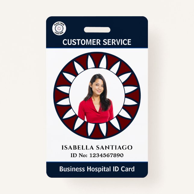 Customer Service Employee Photo Business Custom  Badge (Front)