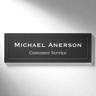 Customer Service Employees Elegant Dark Black Look Name Tag