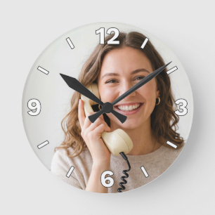 Customer Service Receptionist Vintage Phone Office Round Clock