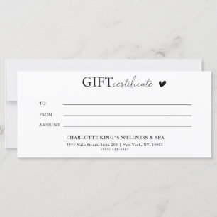Customer specific Business Gift Certificate