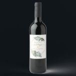 Customer specific Christmas Botanical Wine Label<br><div class="desc">Merry Christmas! Modern,  botanical design in gold green. Edit your product in minutes. By "further personalize",  fonts,  colours and positions can be customized.</div>