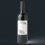 Customer specific Christmas Botanical Wine Label<br><div class="desc">Merry Christmas! Modern,  botanical design in gold green. Edit your product in minutes. By "further personalize",  fonts,  colours and positions can be customized.</div>