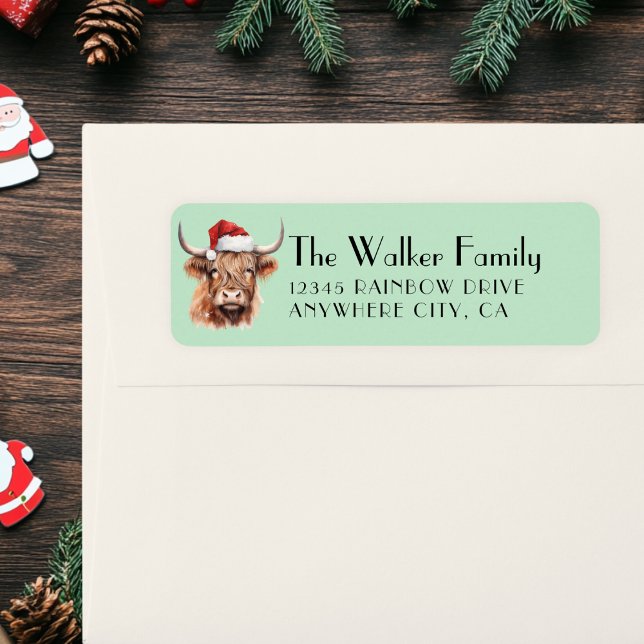  Customer Specific, Christmas Cow with Santa Hat (Christmas Cow Label)