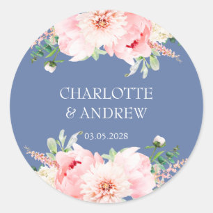 customer-specific floral wedding  classic round sticker