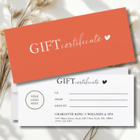 Customer specific, Logo Business Gift Certificate