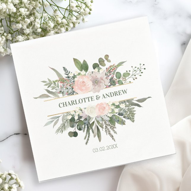 Customer-specific, monogram, floral wedding  napki napkin (Creator Uploaded)