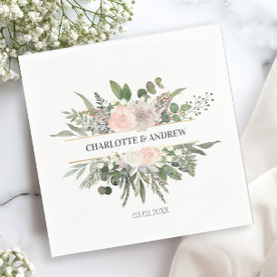 Customer-specific, monogram, floral wedding napki napkin