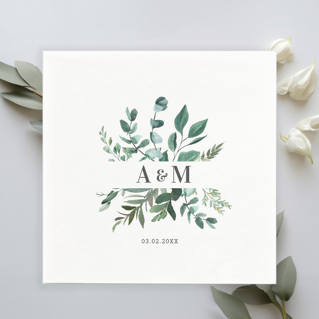 Customer-specific Monogram Leafy Napkins (Creator Uploaded)