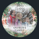 Customer specific Photo Merry Christmas! Wreath  C Classic Round Sticker<br><div class="desc">Merry Christmas! Photo Wreath Design. Insert your photo / text / name and personalize your product quickly & easily.</div>