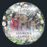 Customer specific Photo Merry Christmas! Wreath    Classic Round Sticker<br><div class="desc">Merry Christmas! Photo Wreath Design. Insert your photo / text / name and personalize your product quickly & easily.</div>