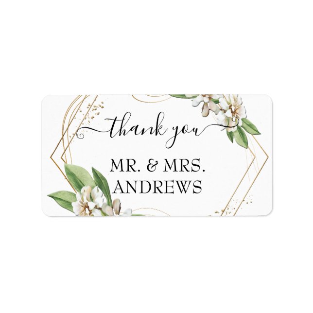 Customer-specific "Thank you!" floral, beautiful Label (Front)