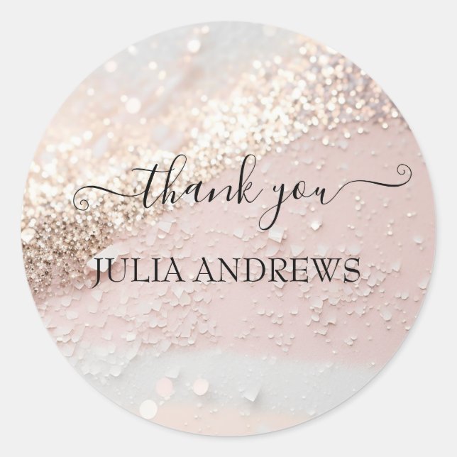 Customer-specific "Thank you!" glitter Classic Round Sticker (Front)