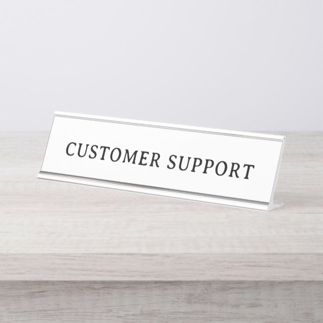 CUSTOMER SUPPORT | Professional Modern Desk Name Plate (Front)