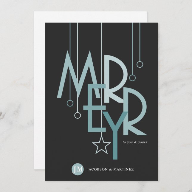 Customer Thank You Holiday Simple Merry Teal (Front/Back)