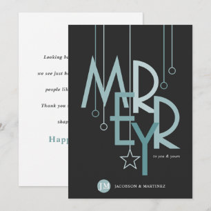 Customer Thank You Holiday Simple Merry Teal