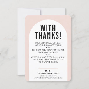 CUSTOMER THANK YOU modern arch blush pink black