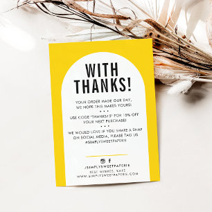 CUSTOMER THANK YOU modern arch bright yellow black Card