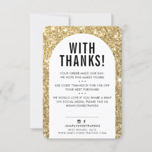 CUSTOMER THANK YOU modern arch faux gold glitter Card