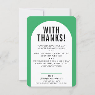 CUSTOMER THANK YOU modern arch green black Card