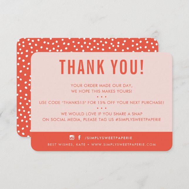 CUSTOMER THANK YOU modern blush pink orange (Front/Back)