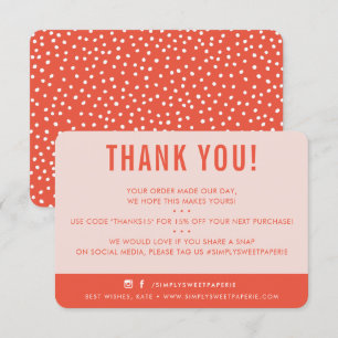 CUSTOMER THANK YOU modern blush pink orange Card