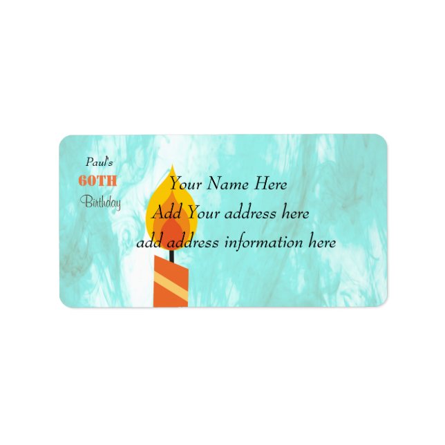 Customisable 60th Birthday return/address  labels (Front)