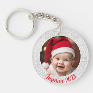 Customisable Acrylic Circle Baby First Christmas Keychain