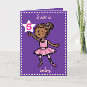 Customisable age Cartoon Ballet Dancer Card