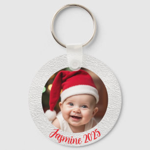 Customisable Aluminium Circle baby First Christmas Keychain