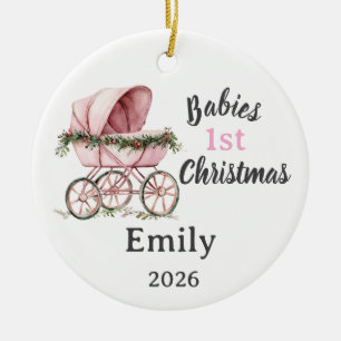 Customisable Babies 1st Christmas for Girl Ceramic Ornament