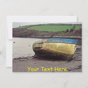 Customisable boat wreck, Cornwall, UK Card